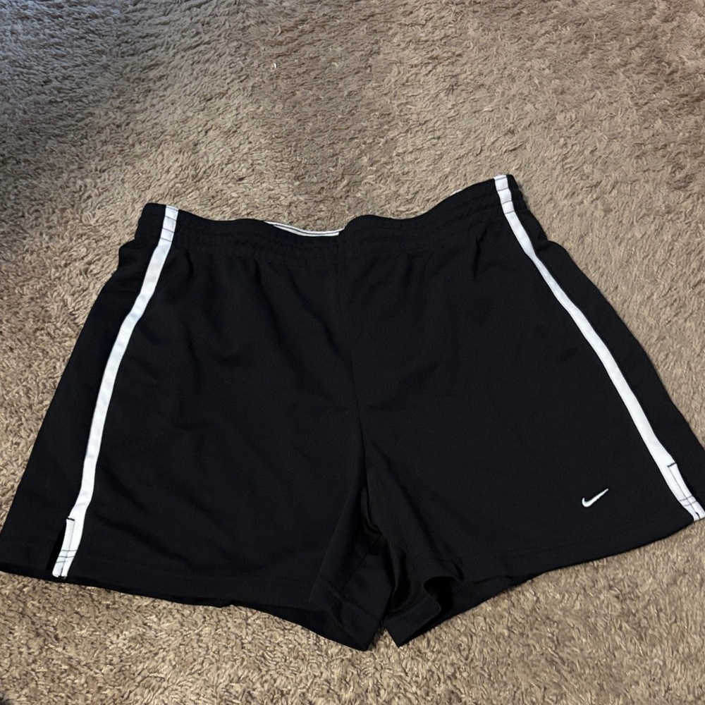Women’s Black Athletic Shorts with White Stripes